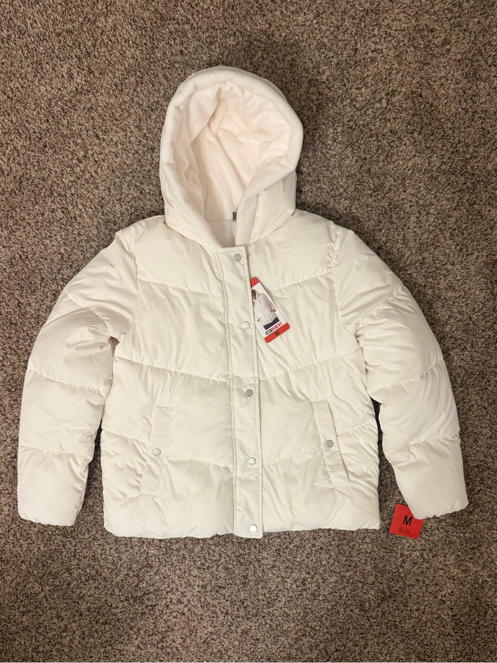 NWT 32 Degree Heat Women’s White Hooded Puffer Jacket